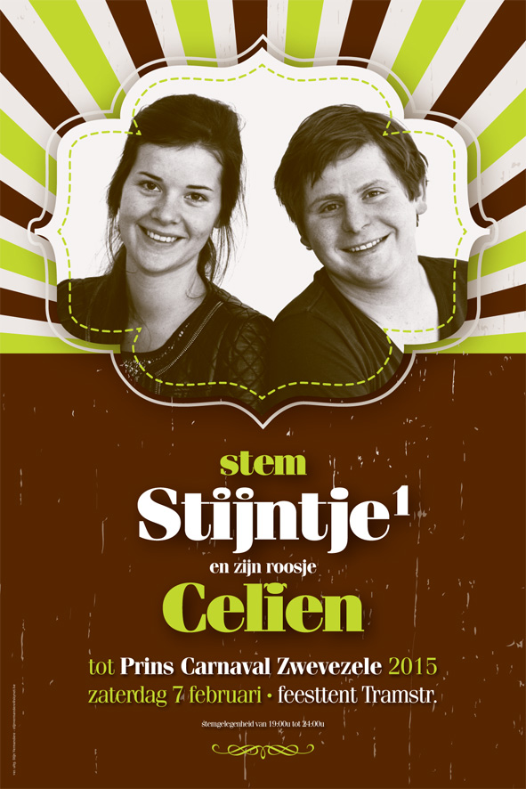 Affiche Kandidaat Prins Carnaval 2015 Stijntje 1 en roosje Celien