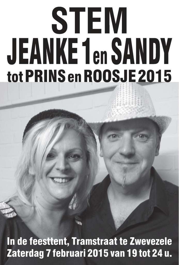 Stem Jeanke1 en zijn roosje Sandy tot prins carnaval Zwevezele 2015