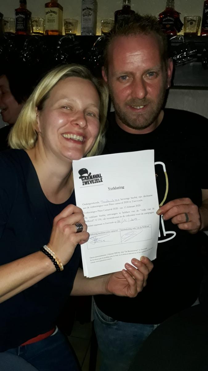 Fredje Vancauwenberghe en Stefanie Debaene kandidaat prins carnaval Zwevezele 2020